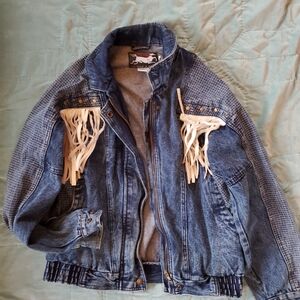 Blue Denim Jean Jacket with Fringe